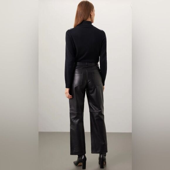 VEDA Black Leather Pants Size 4 - Picture 3 of 9